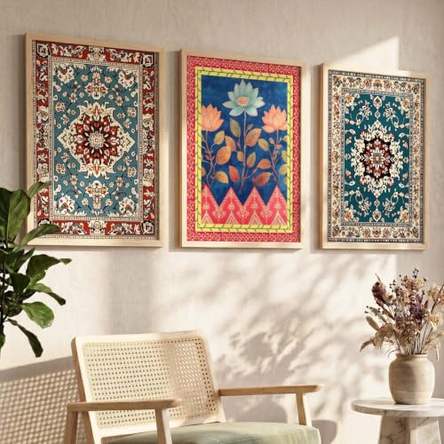 Image of kotart Wall Art Painting With Frame | Paintings Home Decoration For Living Room Bed Room Hotel Wall Decor Digital Reprint Indian Traditional Madhubani Set of 3 (13X17 inch)