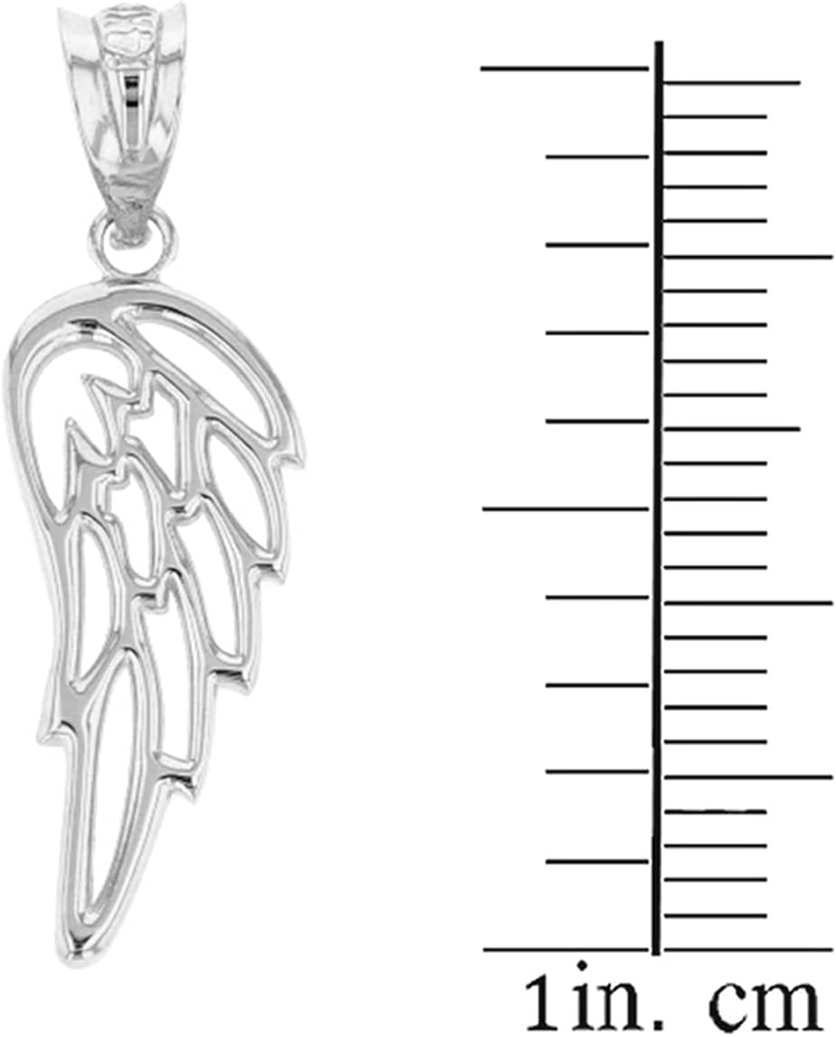 14K Yellow, White, Rose Gold Guardian Angel Single Filigree Wing Charm Pendant - Choice of Metal
