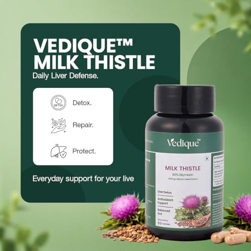 Image of Milk Thistle Capsules 600 mg | 80% Silymarin Extract | Liver Detox & Support Supplement | Antioxidant Formula | 60 Veg Capsules Each Pack (Pack of 2)