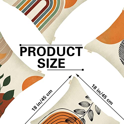 Fjfz Boho Abstract Rainbow Line Sun Moon Decorative Throw Pillow Covers 18 X 18 Set Of 4, Bohemian Sunset Sunrise Landscape Nature Home Decorations, Minimalist Modern Art Aesthetic Cushion Case Decors #TOP1