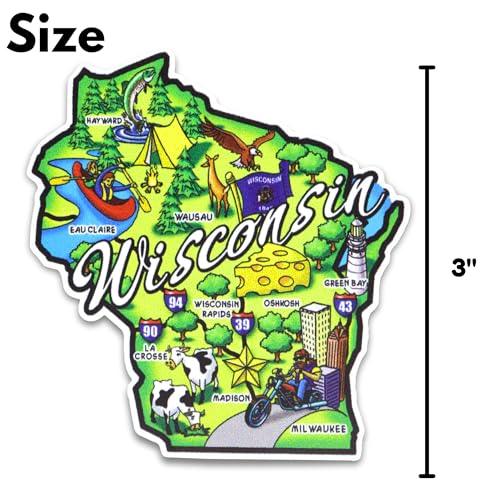 Imán Decorativo en Forma de Estado Wisconsin 3x3 pulgadas miniatura 5