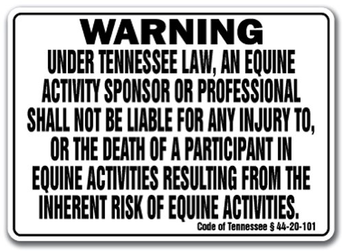 Tennessee Equine Sign Activity Liability Warning Statute Horse Farm barn Stable