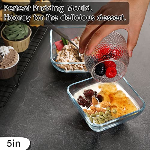 Nutriups Glass Bowl Glass Mixing Bowls Set Glass Salad Bowls Glass Cereal Bowls Glass Serving Bowls Microwave Safe Clear Glass Bowls For Mixing, Storing, Preparing Square Bowl (5 Inch) #TOP3