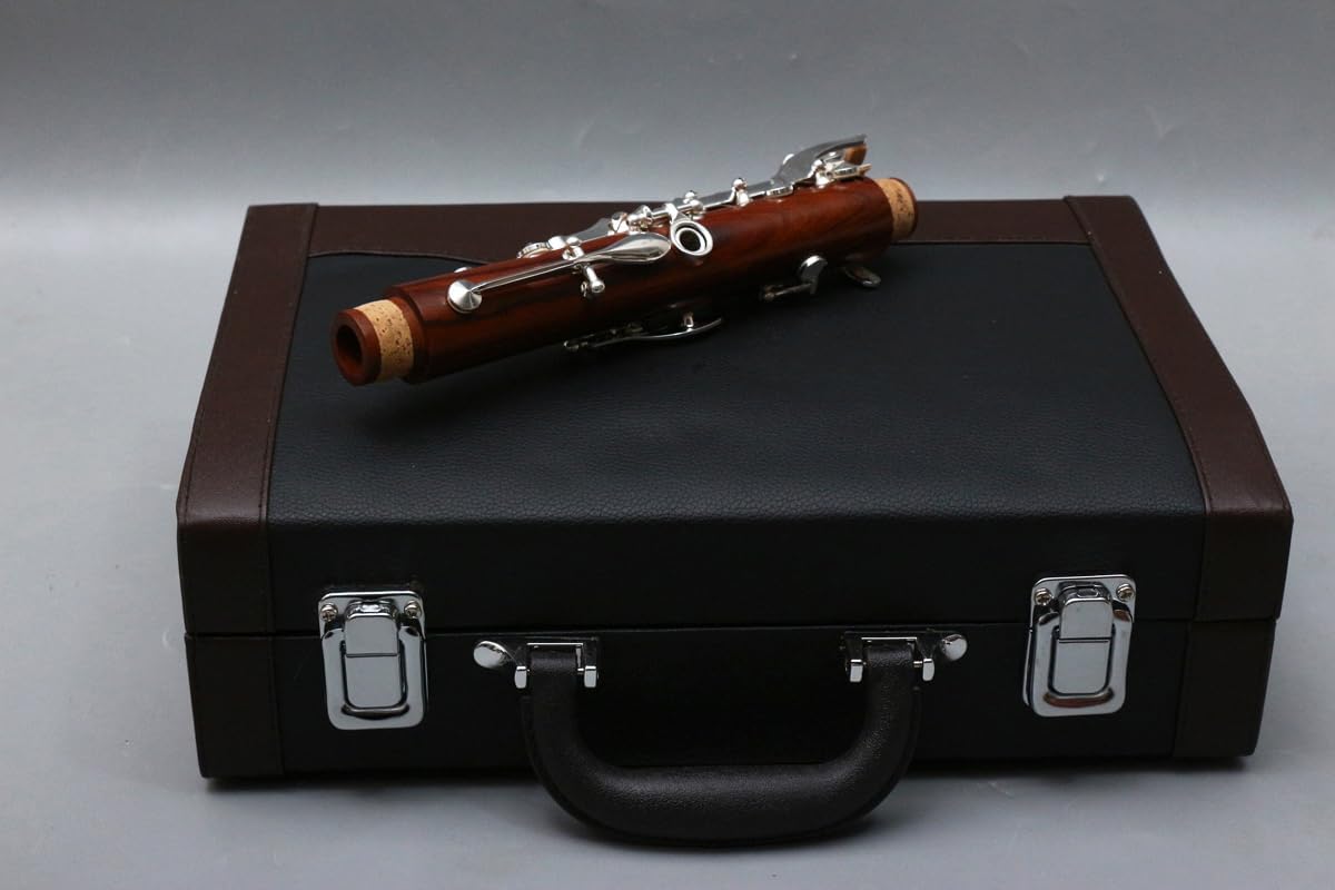 Vetimobato Professional B-flat Clarinet Nickel Plated Bb Key 17 key with Case & Mouthpiece & Reeds & Cap Cork & Grease & Gloves & Strap & Screwdriver & Clarinet Cleaning Kit (Rosewood Clarinet)