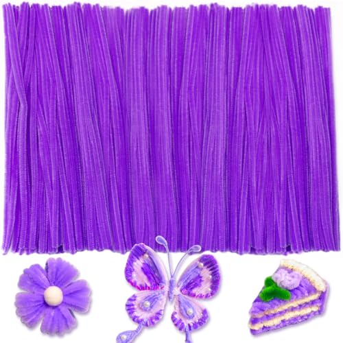 Image of IOOLEEM 200pcs Purple Pipe Cleaners for Crafts