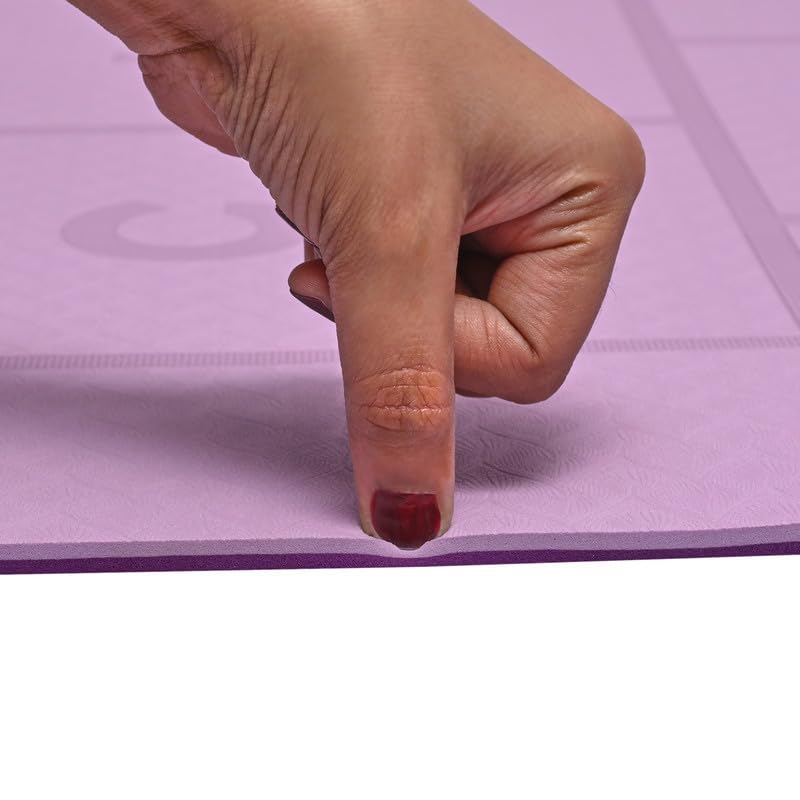 Image of Extra Wide Non Slippery TPE 6ft x 2.62ft x 6mm Yoga Mat for men, Women and Kids with hopscotch Play mat comes with Wooden Marker and bag cover - Lavender