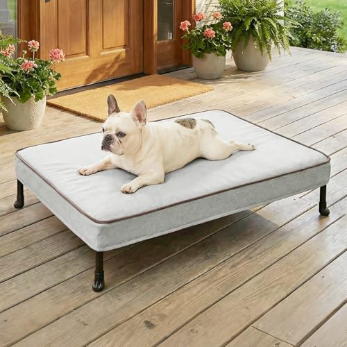 Veehoo Elevated Dog Bed with Waterproof Cushion Mat, Cooling Raised Dog Beds with Padded Top, Washable Outdoor Dog Bed, Orthopedic Pet Cot for Indoor &Outdoor, Extra Large Dog Bed 49" x 33", Dark Grey - image 7