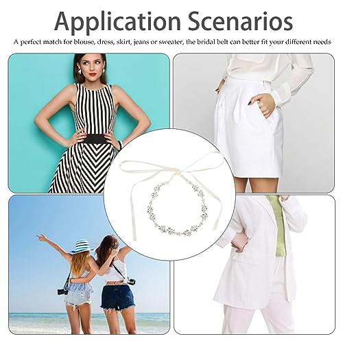 KESYOO Bridal Belt - Silver Pearl Crystal Wedding Sash for Bride Dress4