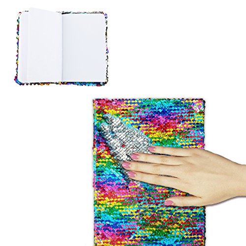 Notizbuch Tagebuch mit Wendepailletten A6 (Regenbogen) Cover