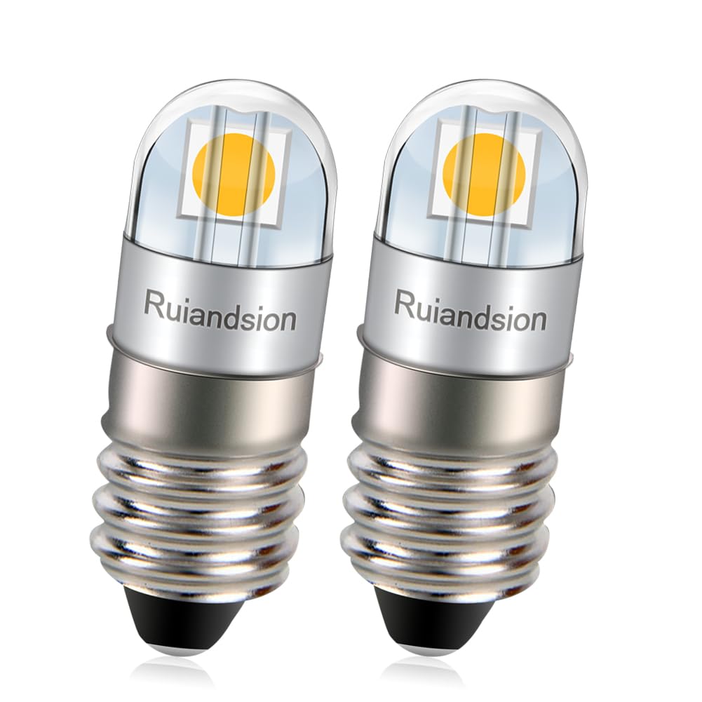 Ruiandsion E10 LED Bulb 3030 2SMD Chip 3V Non Polarity 200LM Warm White LED Bulb Replacement for Flashlights Torch Work Lights Pack of 2 — image 1