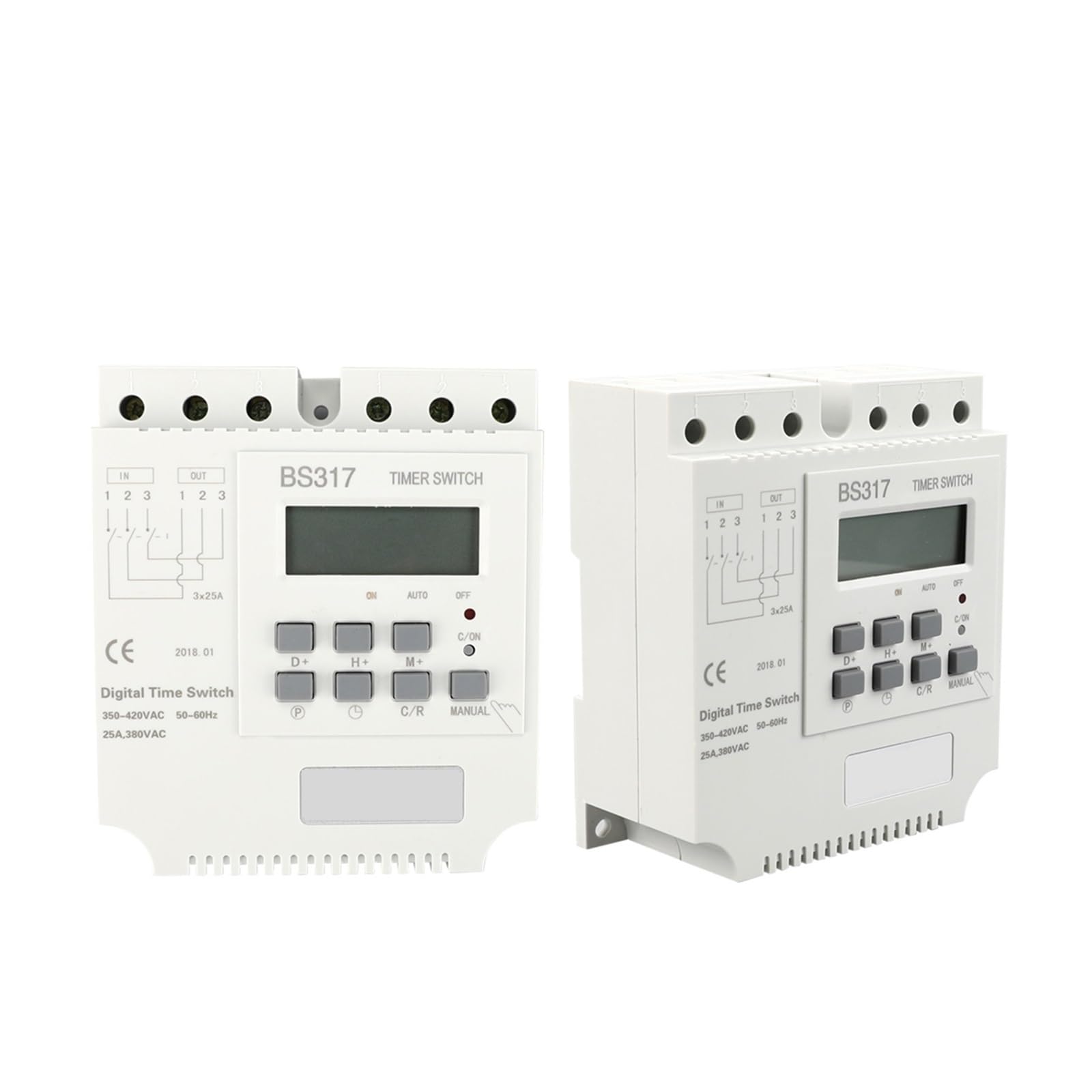 ZERVA Timer settimanale DIN trifase 380V 25A, Timer Digitale con 17 Tempi di attivazione/disattivazione Intervallo Impostato 1min-168H