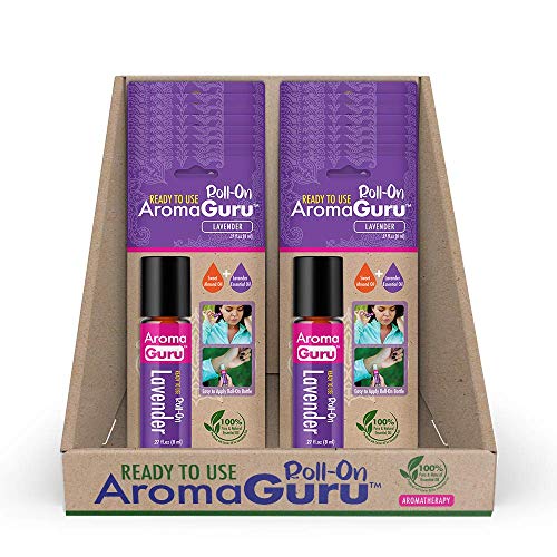 Aroma Guru (Set of 18) Pure Lavender Roll on - Soothing Scent for Stress, Calming Sleep & Relaxation - Essential Oil Rollers for Massage