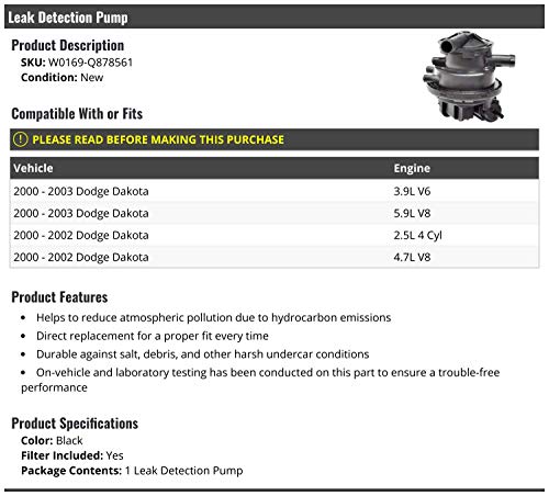 Marketplace Auto Parts, Leak Detection Pump - Compatible with 2000-2003 Dodge Dakota