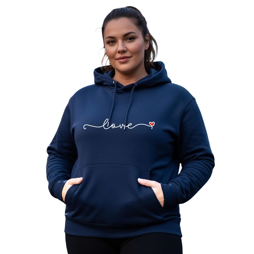 Women's Cotton Fleece Navy Full Sleeve Graphic Printed Plus Size Hooded Sweatshirt | 2XL, 3XL, 4XL, 5XL Hoodies for Womens Winter Wear | 772-image-47