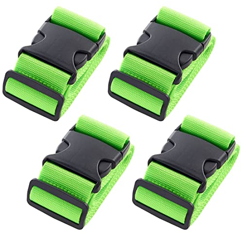 Image of 4pcs 74″x2″Luggage Straps for Suitcases,Adjustable Suitcase Straps and Heavy Duty Strap Buckle Packing Straps Travel Accessories Fluorescent Green