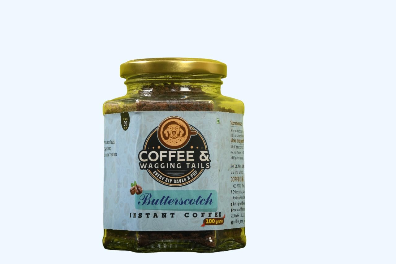 Coffee and Wagging Tail Rich Aroma Instant Coffee Powder Blend, Butterscotch Flavored Coffee (100 G) (B0CRRTQ2VC) Amazon Price History, Amazon Price Tracker