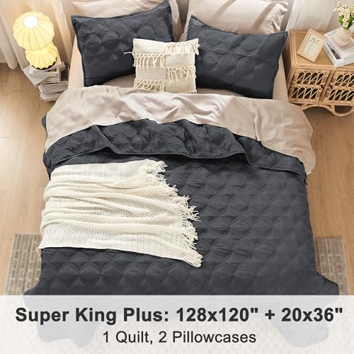 Litanika DIAMOND GREY SKP Oversized King Bedspreads 128X120 Quilt Set thumb #6