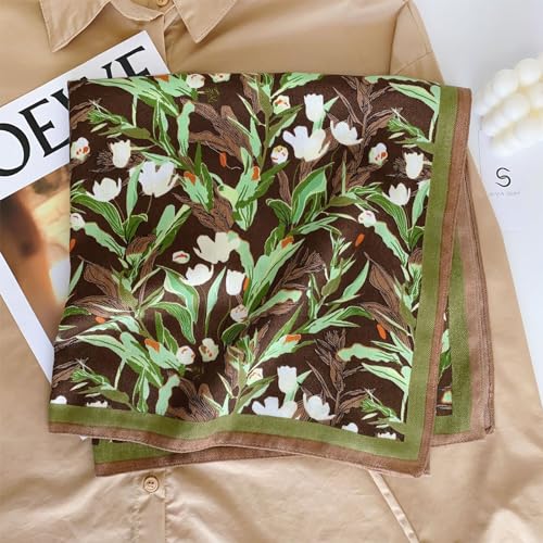 Silk Like Scarf, Square Scarf, Lightweight Chiffon Neckerchief, Orange-Pink Houndstooth Square Scarf for Women4