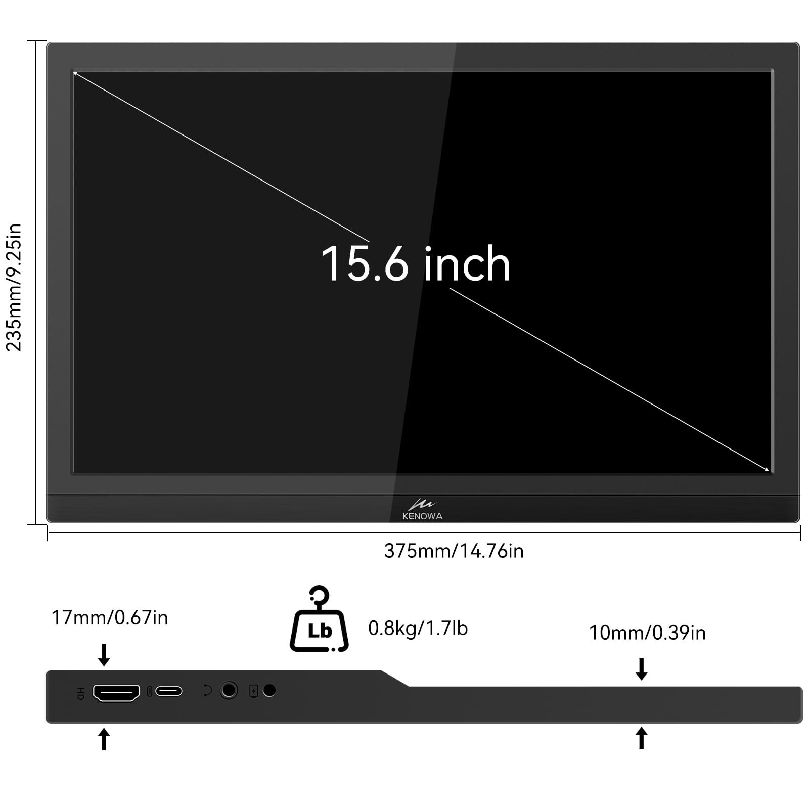 【未使用品】 Kenowa 15.6インチ モバイルモニター Amazon.co.jp: モバイルモニター 15.6インチ Kenowa FHD 1920