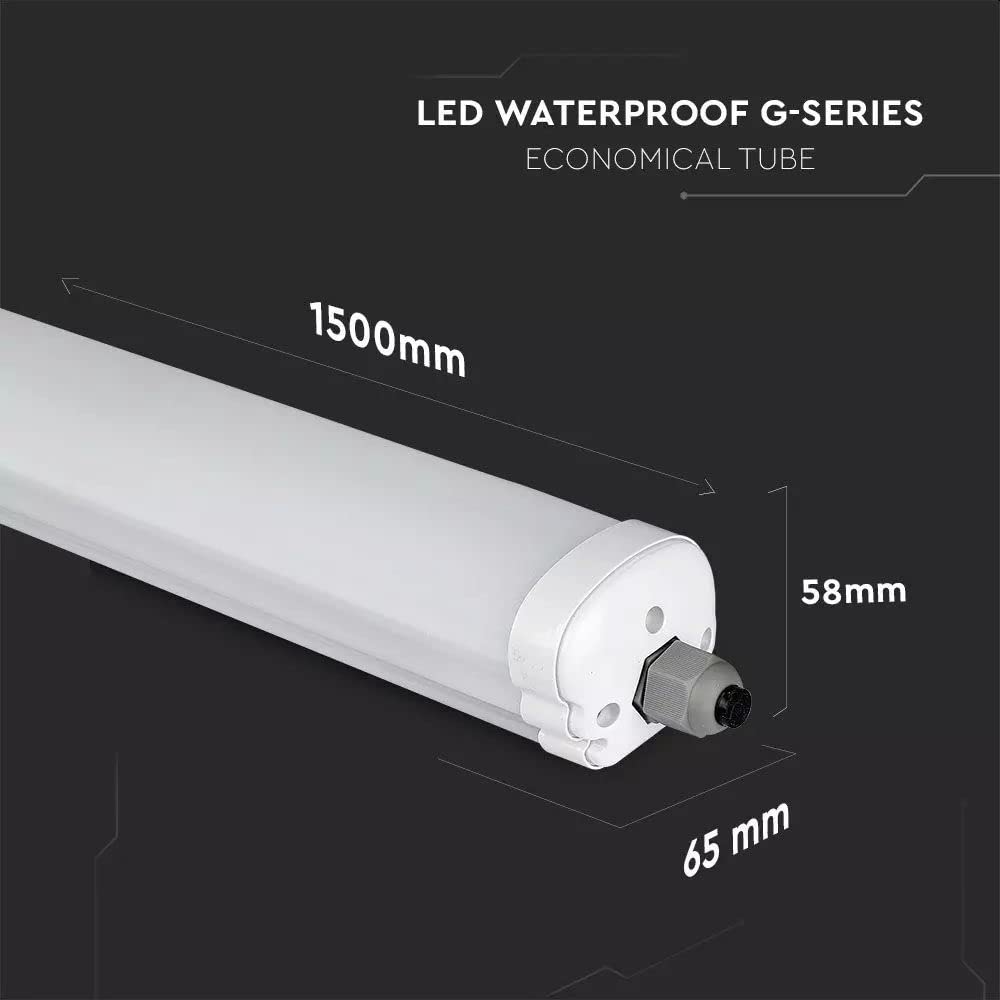 Zestaw – lampa rurowa LED, wodoszczelna, 150 cm, 48 W, białe światło, 6500 K, 5760 lm, IP65, (zestaw 4 szt.)