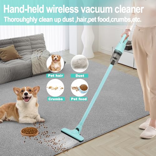 Image of 6-in-1 Lightweight Stick Vacuum Cleaner with 100W Powerful Motor, Mini Portable Household Handheld Vacuum Cleaner for Domestic Hard Floors, Carpets and Pet Hair(Green Cordless)