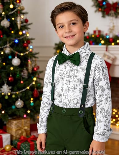 Image of A&J DESIGN Toddler Boys Formal Clothes Suspender Outfit Dress Suit 12M - 6Y