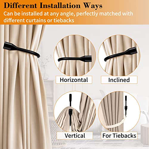 Curtain Holdbacks, Curtain Tieback Hooks Black Heavy Duty Curtain Pull Backs Modern Decorative Drapery Holdbacks Curtain Hooks For Drapes Wall, 2 Pack #TOP4
