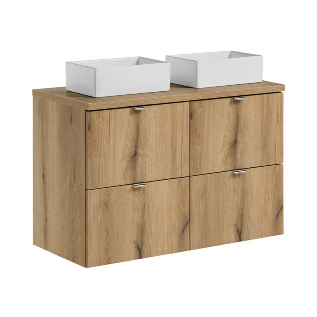 VANO - Juego colgante con diseño de roble (100 cm), diseño de lavabo y lavabos rectangulares