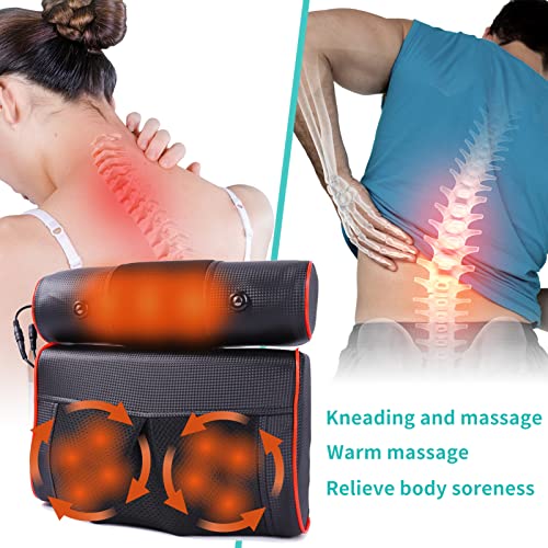 Foto von Shiatsu Massagegerät Rücken Massagekissen nackenmassagegerät mit wärme Geschenke für Eltern Ehefrau Ehemann, 3 Geschwindigkeiten & Timer (black)