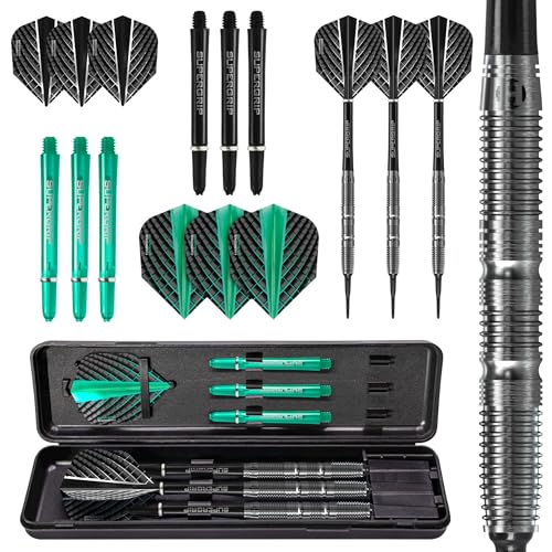 Harrows NX Elite 90% Tungsten SoftTip Darts Set 18g I Huge 17pcs Bundle mit Ersatzschäften, Prime Flights & Travel Case - 18G
