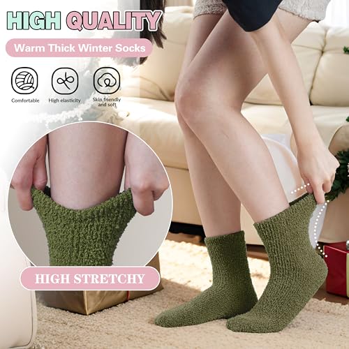 Image of Fuzzy Socks Warm Fluffy Winter Cozy Thick Plush Slipper Sleep Comfy Crew Socks for Women & Men 5 Pairs