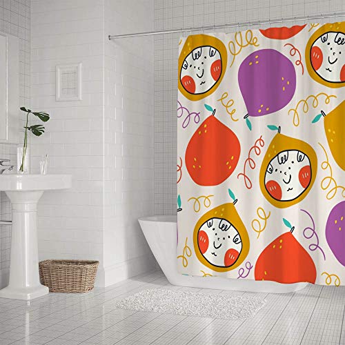 Rideau de douche lavable en machine polyester moderne décoratif avec crochets