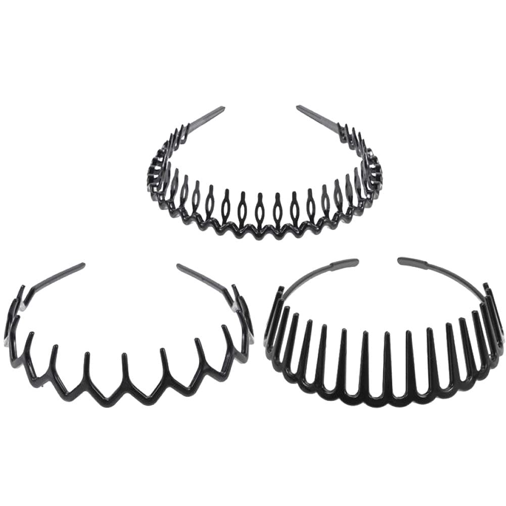 Danlai Women's Style2 3 Pcs Plastic Tooth Hair Comb Headband Wavy Toothed Hairband,Hard Headbands Hair Styling Accessories For Men