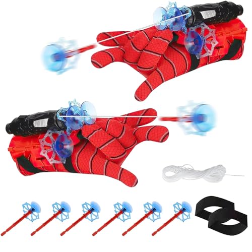 2 Set Launcher Glove, Lanzador de Héroes Guante Hero Guantes Spider Niño Guantes de Lanzador de Spider, para Juegos de rol Juguetes Educativos Divertidos para Niños