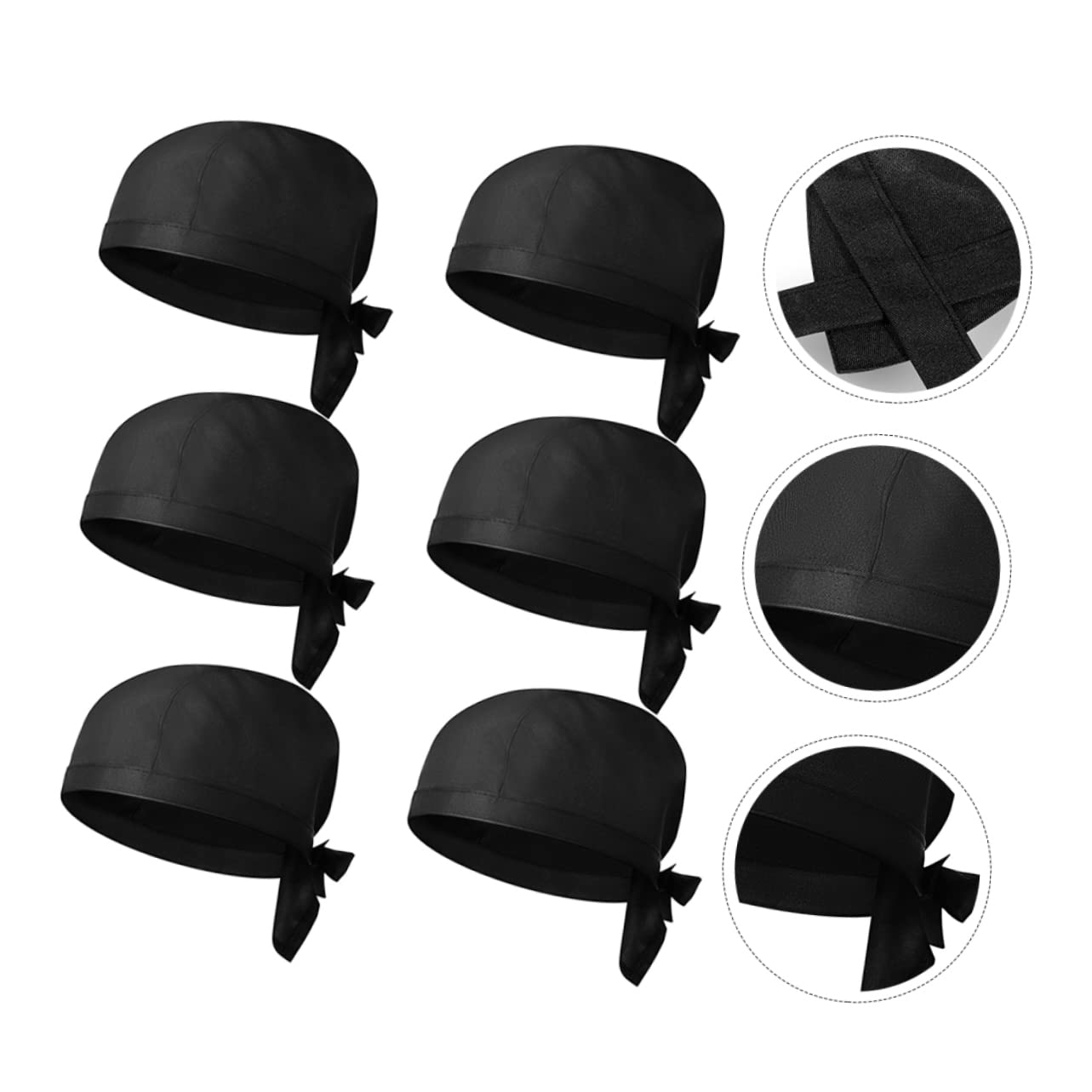 VALICLUD 8 Gorros de Chef Negros de Algodón Estilo Japonés, Cómodos y Elásticos para Cocineros en Restaurante y Cafetería