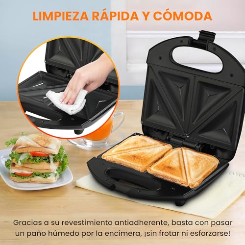 Miniatura 6 de Extralink Sandwichera 750w Tostadora Antiadherente Con Luz Indicadora, Mango Frío, Pies Antideslizantes, Calentamiento Rápido, Fácil De Limpiar, Compacta Y Vertical, Para 2 Rebanadas