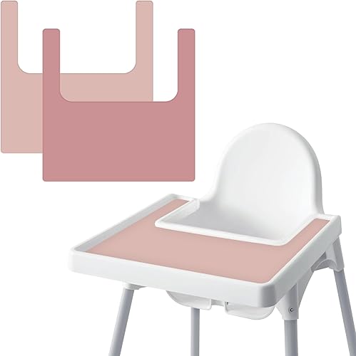 Mantel individual para silla alta, paquete de 2 unidades, resistente a las manchas, antideslizante, de silicona, para silla alta, mantel individual