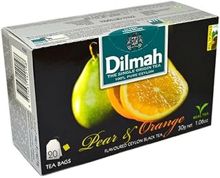 Dilmah Pear and Orange Flavored Ceylon Black Tea - 20 Tea Bags - Sri Lanka Ceylon Dilmah Pear Orange Tea Real Tea