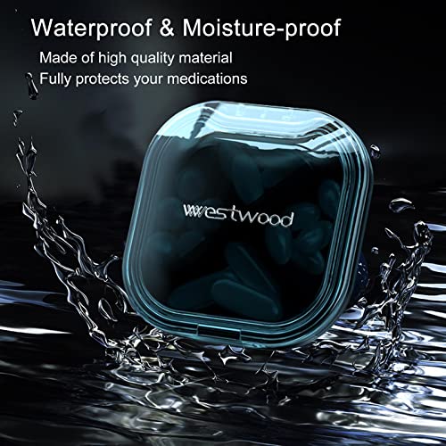 Image of Pill Case, Small Pill Box, SIFISO Travel Pill Container Water-Resistant Portable Vitamin Case Medicine Organizer Box for Purse or Pocket Daily Medication Carry Case with Removable Compartment(Blue)