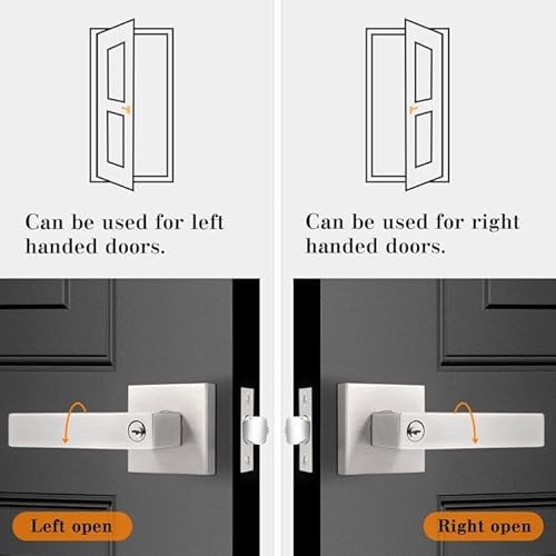 Probrico Keyed Alike Door Levers Entrance Locksets, Heavy Duty Entry Door Handles in Satin Nickel Finish, Square Modern Keyed Lockset for Exterior Interior Doors, 2 Pack - Image 3