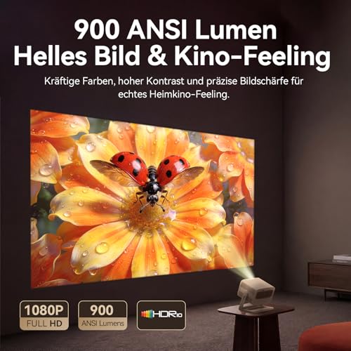 WANBO Vali 1 Pro Smart Beamer Heimkino Official Google TV 14/Netflix, 4K Unterstützung, MEMC HDR10, Dolby eARC, HDMI 2.1, 900 ANSI, WLAN Bluetooth, 200° dreh, 1080P FHD Outdoor Projektor bis 260" – Bild 5