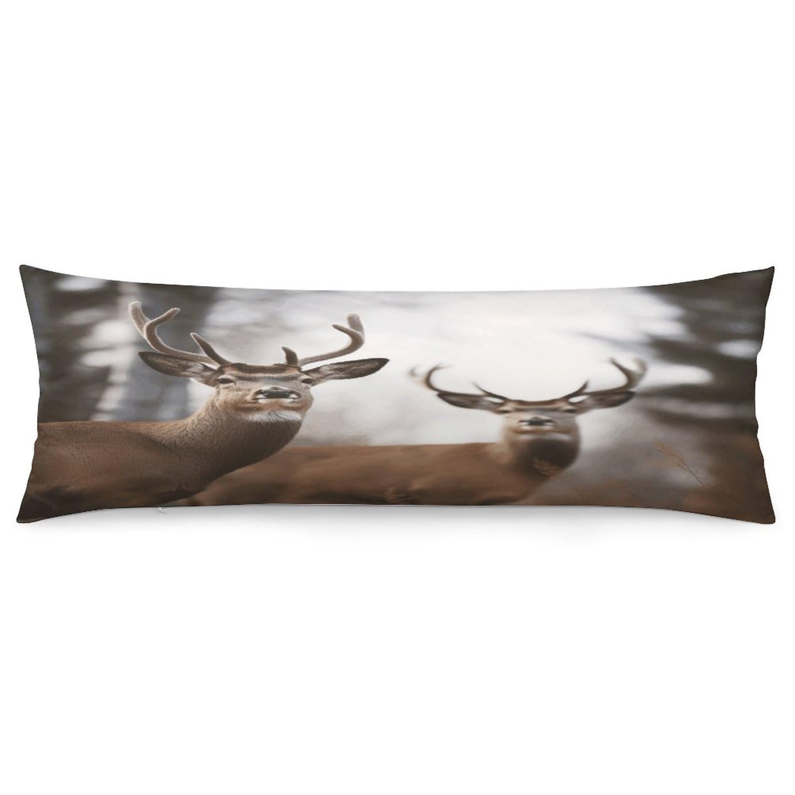 Deer Pillowcase Long Body Pillow Cover Soft Decorative Body Pillow Case Breathable Large Pillowcase Cute Cozy Pillow Protector for Bed Sofa Couch Room 18.9 X 53 Inch