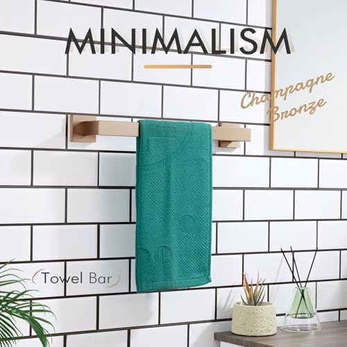 Image of KOKOSIRI 16-Inch Towel Bar for Bathroom Wall Kitchen Towels Holder Wall Mount SUS304 Stainless Steel Towel Rack, Champagne Bronze B4003CPG-L16