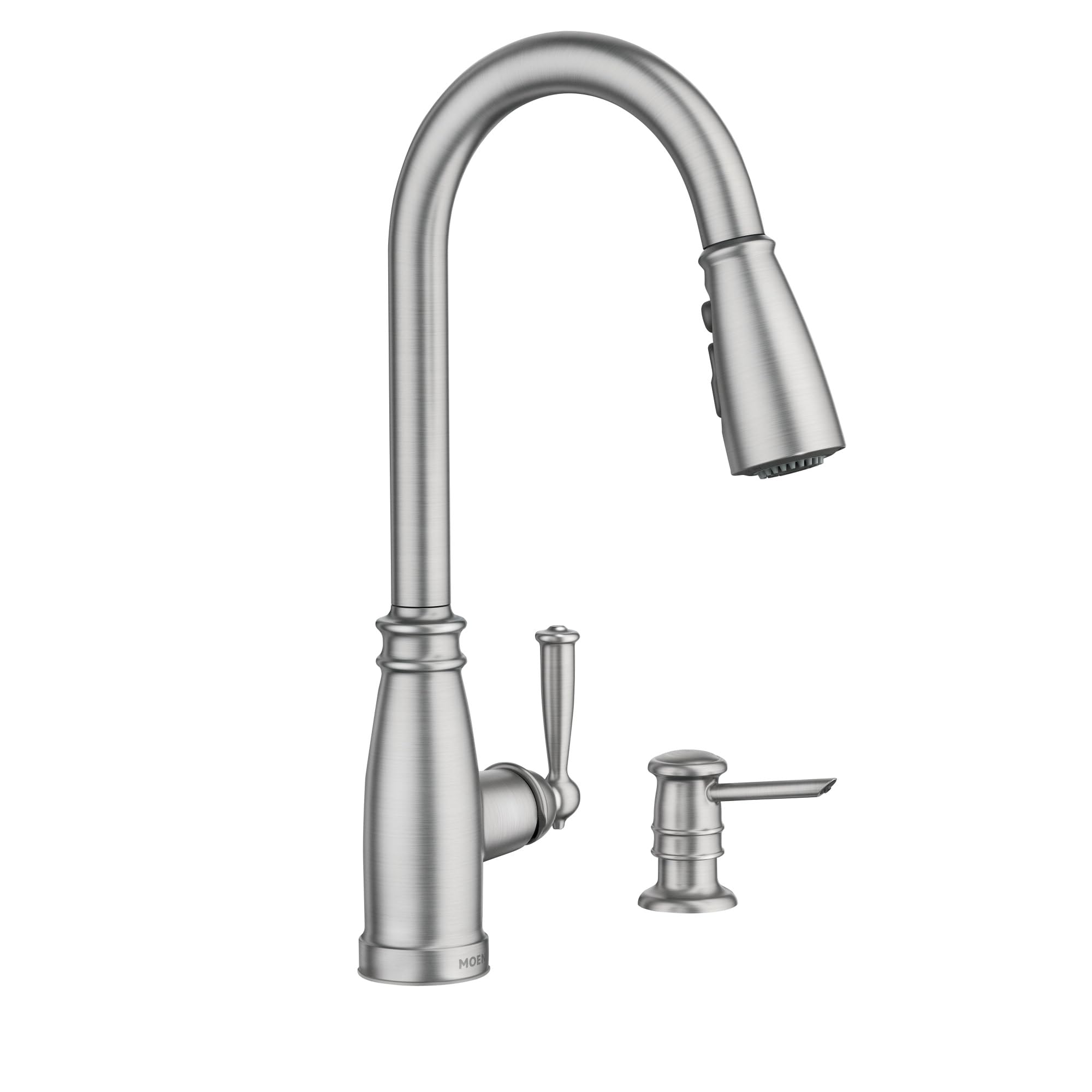 Moen Morado Stainless Pulldown Kitchen Faucet with Power Boost, Transitional Farmhouse Kitchen Faucet, Easy Installation, Spot Resist Finish, 87394SRS