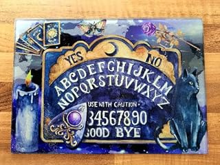 Stunning Black and Purple Ouija style textured chopping board. Ouija board, Ouija Chopping board, Black cat chopping board, Black Magic, Cat