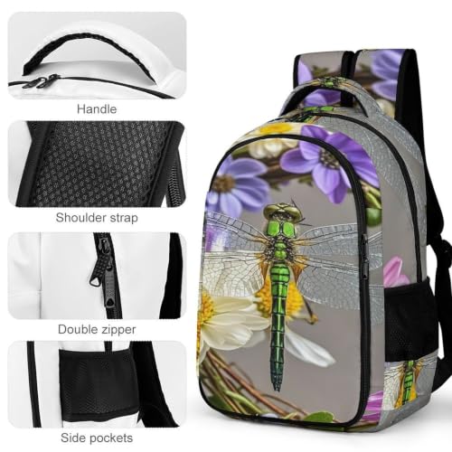 Mochila de viaje con compartimento para portátil y estampado de libélula resistente 4