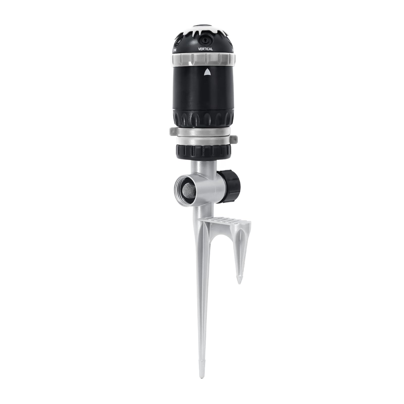 RESTMO Gear Drive Sprinkler with Step Spike Base, Silver