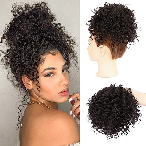 DOROJJ Afro Puff Drawstring Ponytail Extension for Women Kinky Curly Bun Puff Drawstring Ponytail Fluffy Curly Hair Afro Puff Updo Ponytail Extension for Women