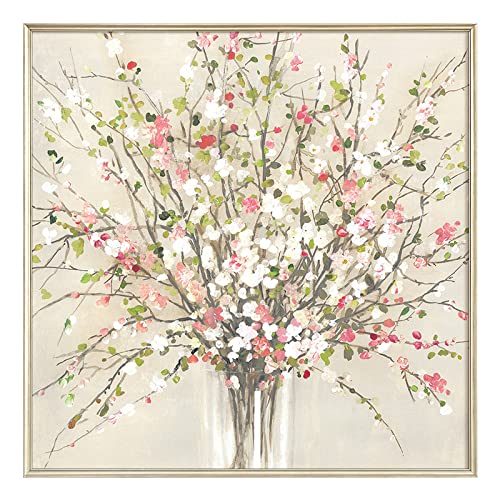 RBWL Tableau De Peinture sur Toile, Texture Colorée Fleur De Pêcher Branche Vase Oeuvre Abstraite Moderne Peinte À La Main Peintures À l'huile sur Toile...