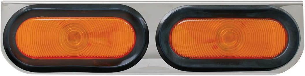 GG Grand General 86544 Chrome Plated L Bracket w/2-Oval Amber Light & Chrome Plastic Rim Without Visor